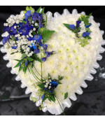 Blue and White Heart funerals Flowers